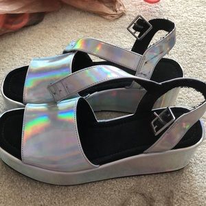 Urban outfitters Silver reflective platform sandal